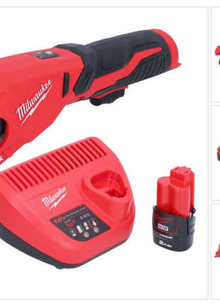 Milwaukee M12 PCSS-201 Akku Edelstahl Rohrabschneider 12 V 12 - 28 mm + 1x Akku 2,0 Ah + Ladegerät