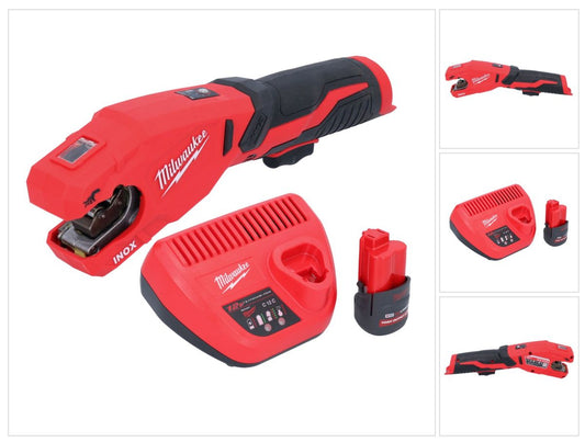 Coupe-tube en acier inoxydable sur batterie Milwaukee M12 PCSS-251 12 V 12 - 28 mm + 1x batterie 2,5 Ah + chargeur