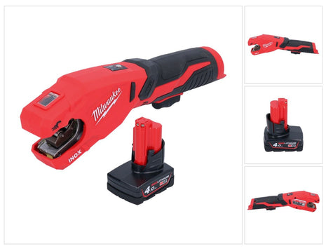 Coupe-tubes en acier inoxydable sur batterie Milwaukee M12 PCSS-401 12 V 12 - 28 mm + 1x batterie 4,0 Ah - sans chargeur