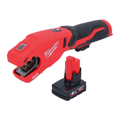 Coupe-tubes en acier inoxydable sur batterie Milwaukee M12 PCSS-401 12 V 12 - 28 mm + 1x batterie 4,0 Ah - sans chargeur