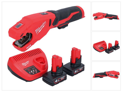 Coupe-tubes en acier inoxydable à batterie Milwaukee M12 PCSS-402 12 V 12 - 28 mm + 2x batteries 4,0 Ah + chargeur