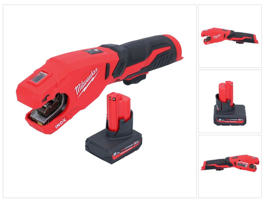 Coupe-tubes en acier inoxydable sur batterie Milwaukee M12 PCSS-501 12 V 12 - 28 mm + 1x batterie 5,0 Ah - sans chargeur