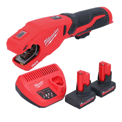 Milwaukee M12 PCSS-502 Akku Edelstahl Rohrabschneider 12 V 12 - 28 mm + 2x Akku 5,0 Ah + Ladegerät