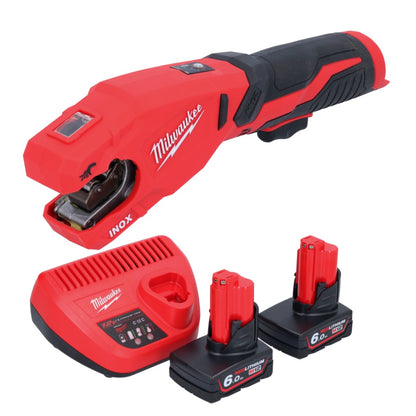 Coupe-tubes en acier inoxydable à batterie Milwaukee M12 PCSS-602 12 V 12 - 28 mm + 2x batteries 6,0 Ah + chargeur