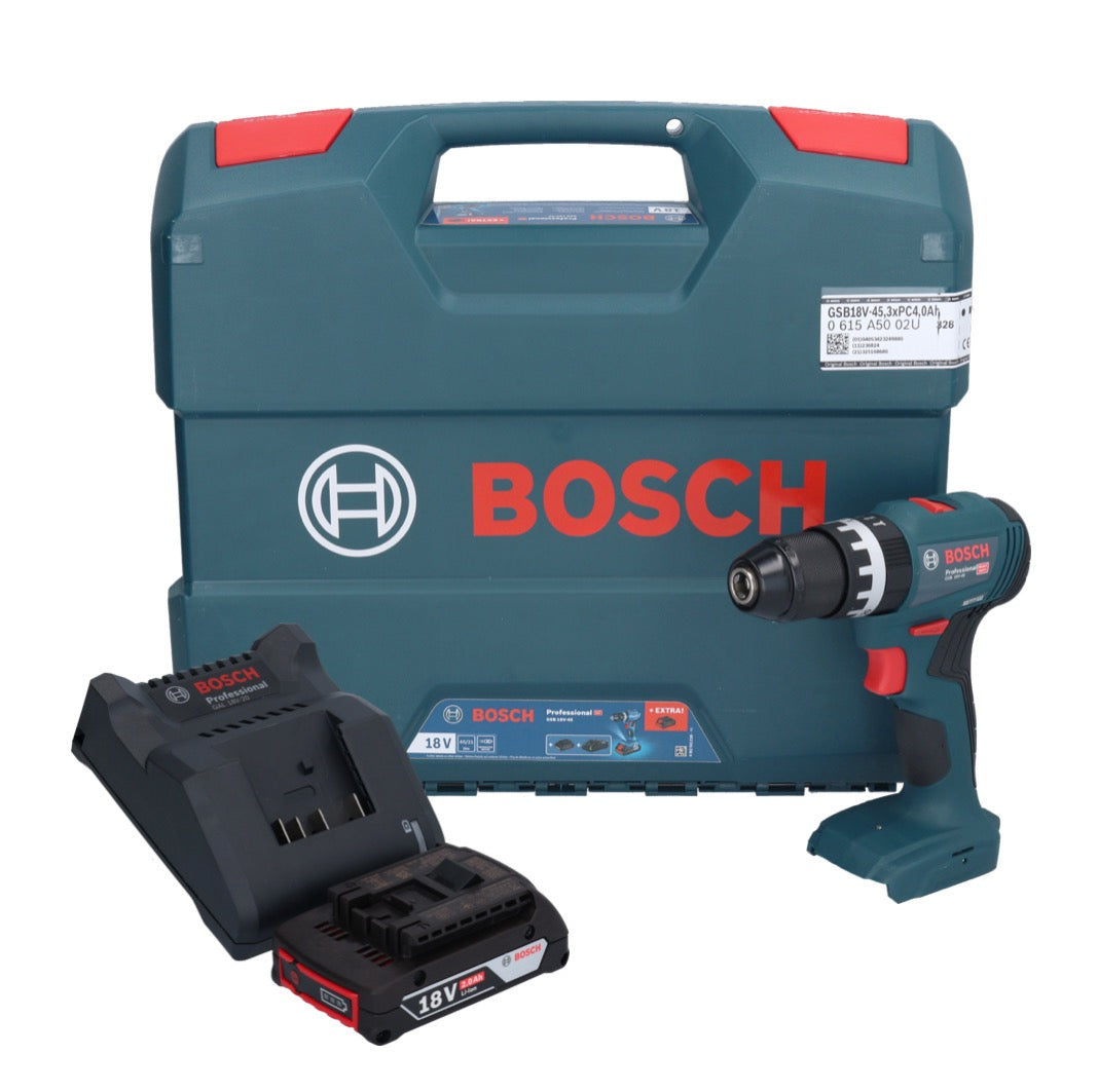 Bosch GSB 18V-45 Professional Akku Schlagbohrschrauber 18 V 45 Nm Brushless + 1x Akku 2,0 Ah + Ladegerät + L-Case