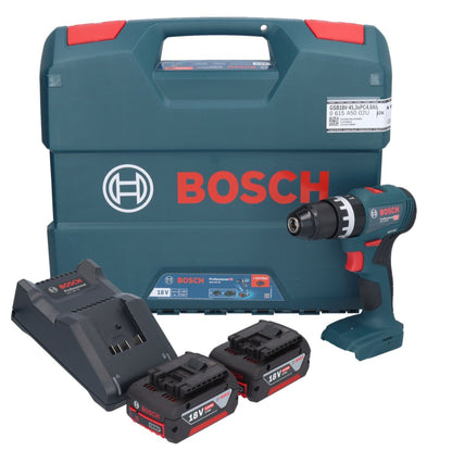 Bosch GSB 18V-45 Professional perceuse à percussion sans fil 18 V 45 Nm sans balais + 2 batteries 4,0 Ah + chargeur + mallette en L