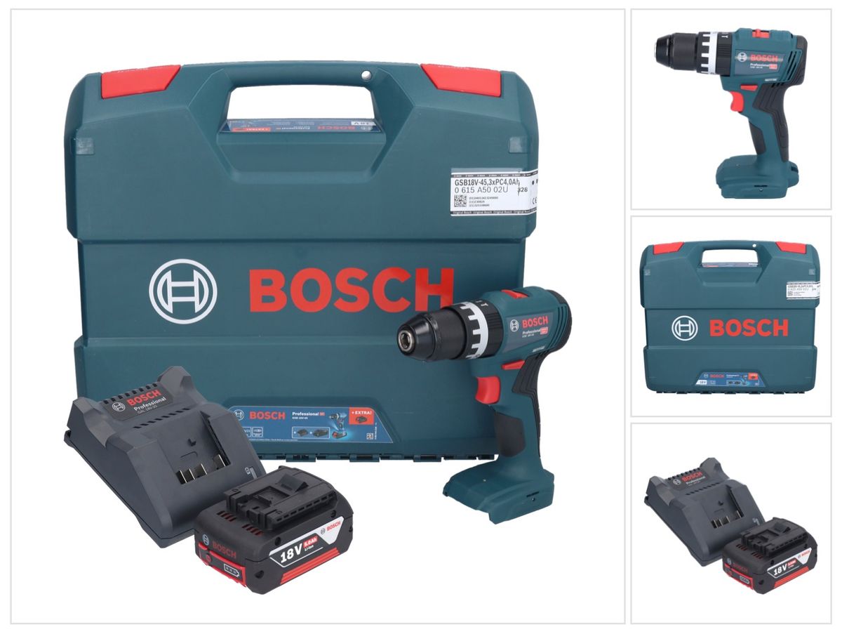 Bosch GSB 18V-45 Professional Akku Schlagbohrschrauber 18 V 45 Nm Brushless + 1x Akku 5,0 Ah + Ladegerät + L-Case