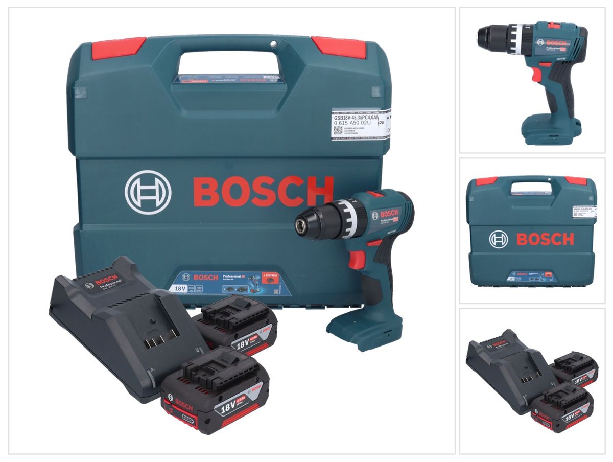 Bosch GSB 18V-45 Professional Akku Schlagbohrschrauber 18 V 45 Nm Brushless + 2x Akku 5,0 Ah + Ladegerät + L-Case