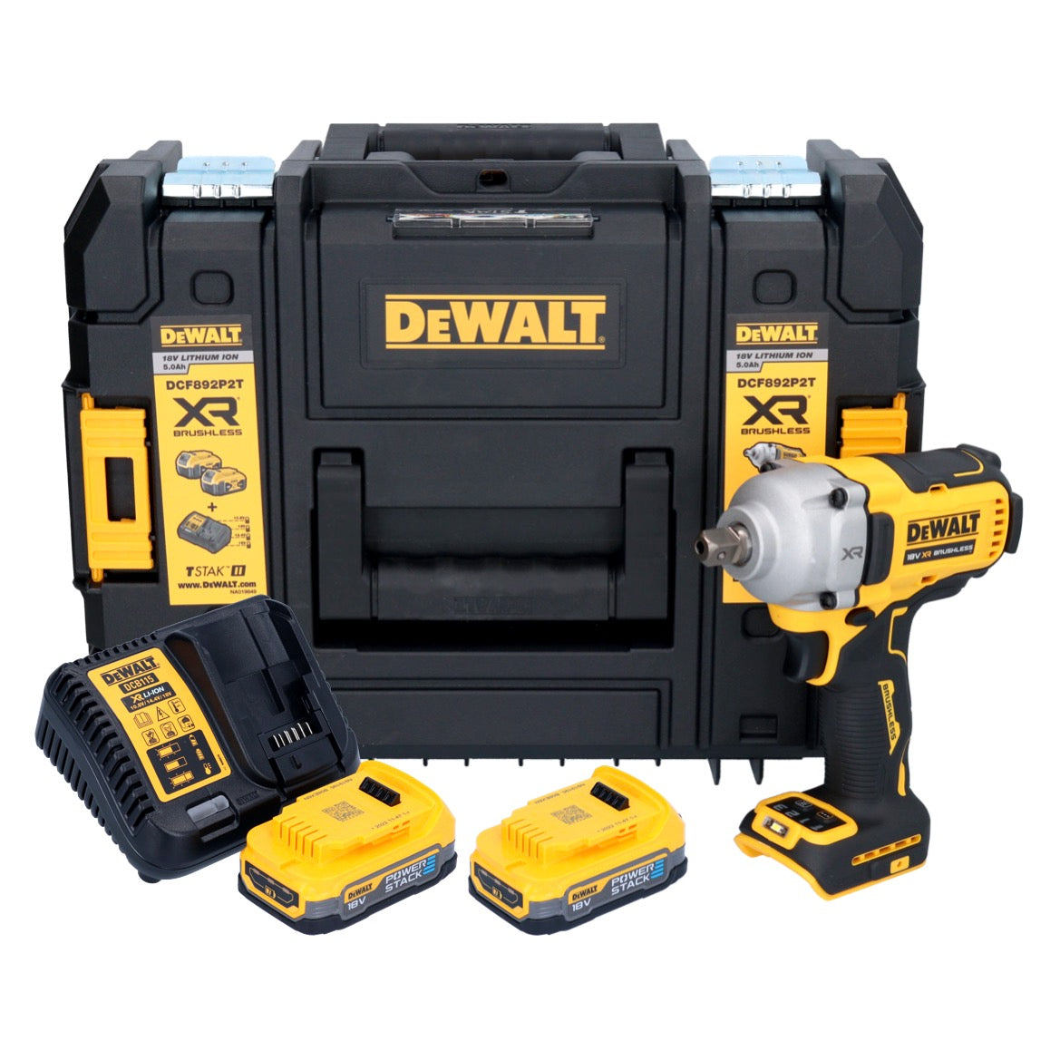 DeWalt DCF 892 E2T Akku Schlagschrauber 18 V 813 Nm 1/2" Brushless + 2x Akku 1,7 Ah + Ladegerät + TSTAK