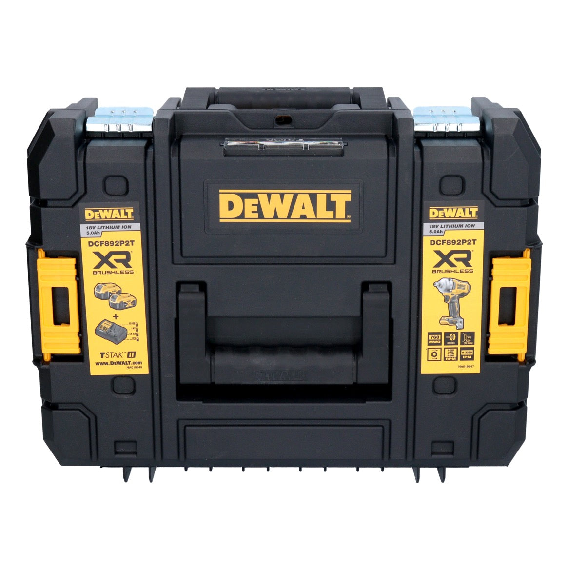 Clé à chocs sans fil DeWalt DCF 892 P2T 18 V 813 Nm 1/2" sans balai + 2x batterie 5,0 Ah + chargeur + TSTAK