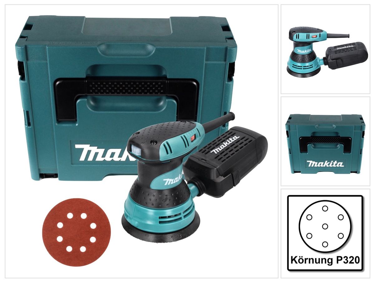 Makita BO 5031 Exzenterschleifer 300 Watt 125 mm + 50x Schleifpapier K320 + Makpac