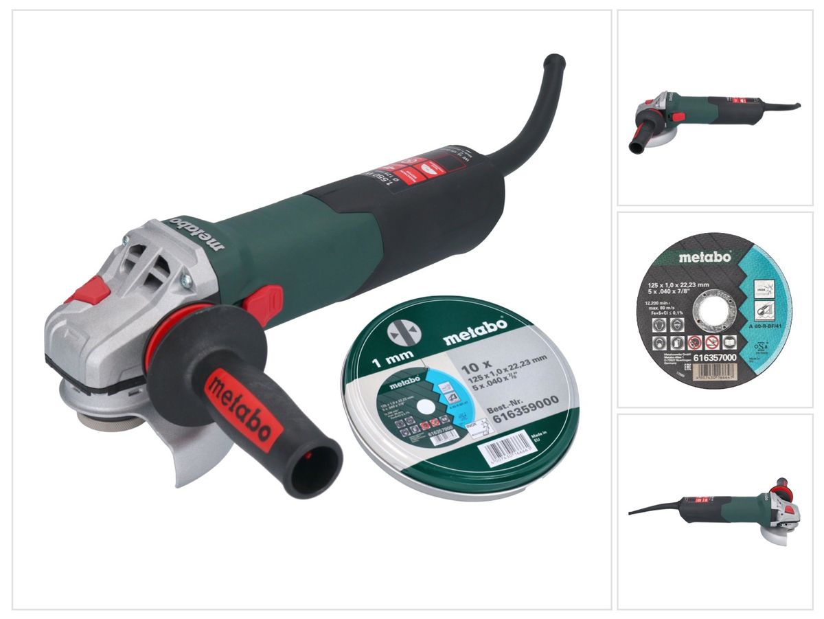 Metabo WE 15-125 Meuleuse d'angle rapide 1550 W 125 mm + 10x disques à tronçonner