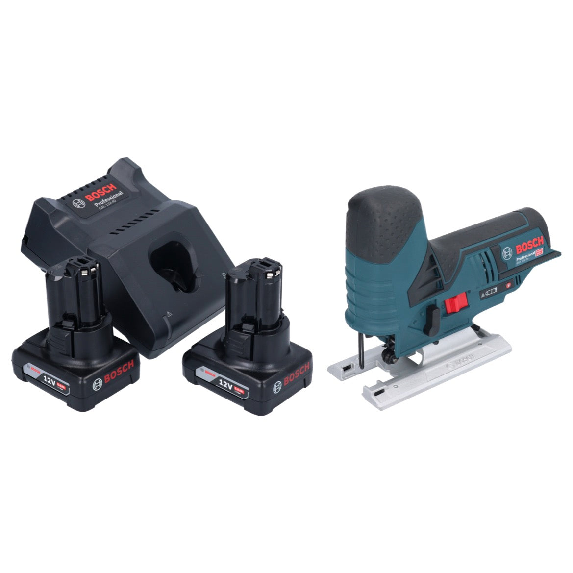 Bosch GST 12V-70 Professional Akku Stichsäge 12 V 70 mm + 2x Akku 6,0 Ah + Ladegerät