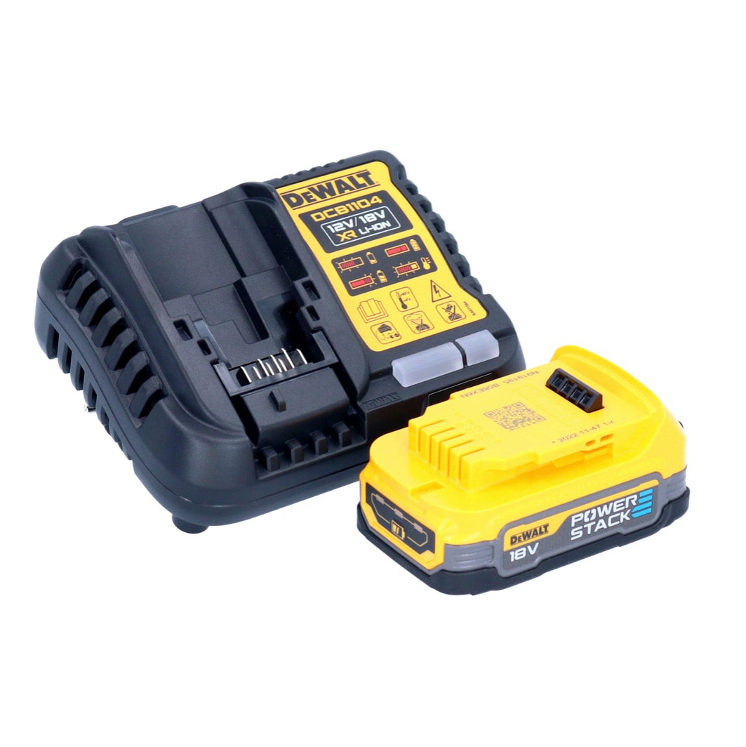 Kit de démarrage de batterie DeWalt DCB 1104 E1 12 V / 18 V 1x batterie Powerstack 1,7 Ah + chargeur DCB 1104