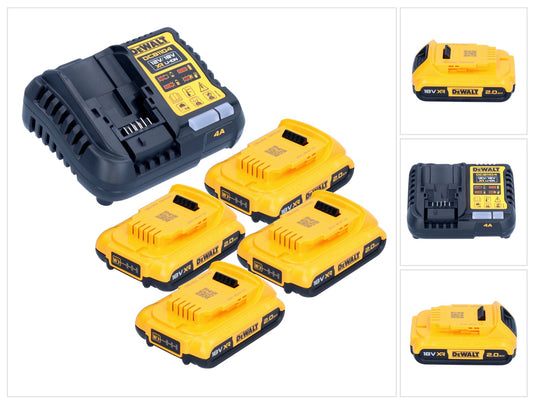 DeWalt DCB 1104 D4 kit de démarrage de batterie 12 V / 18 V 4x batteries 2,0 Ah + chargeur DCB 1104