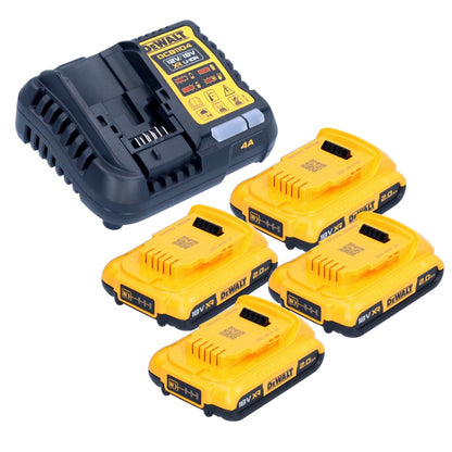 DeWalt DCB 1104 D4 kit de démarrage de batterie 12 V / 18 V 4x batteries 2,0 Ah + chargeur DCB 1104