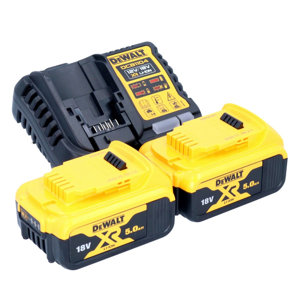 DeWalt DCB 1104 P2 kit de démarrage de batterie 12 V / 18 V 2x batteries 5,0 Ah + chargeur DCB 1104