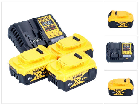 DeWalt DCB 1104 P3 kit de démarrage de batterie 12 V / 18 V 3x batteries 5,0 Ah + chargeur DCB 1104