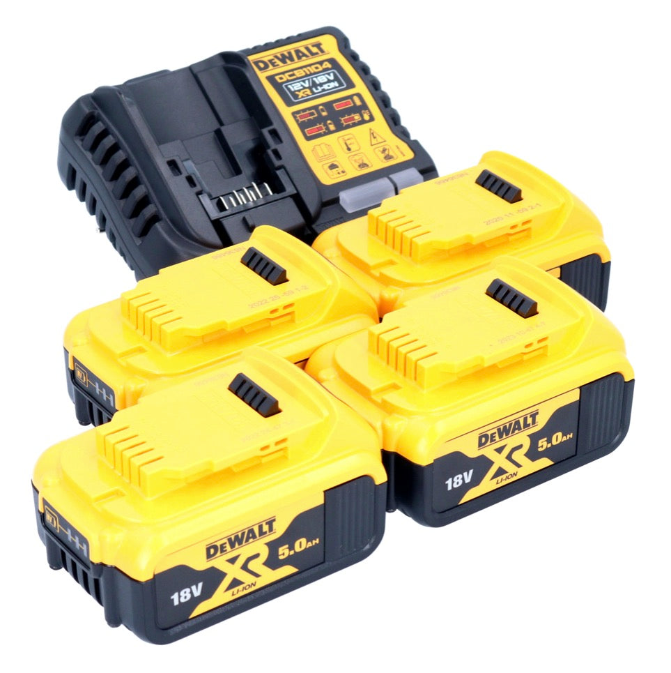 DeWalt DCB 1104 P4 Akku Starter Set 12 V / 18 V 4x Akku 5,0 Ah + DCB 1104 Ladegerät