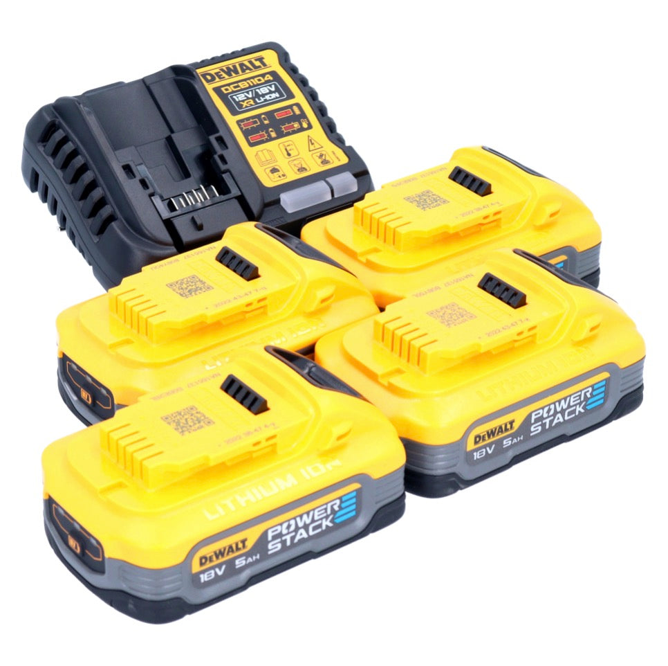 DeWalt DCB 1104 H4 Akku Starter Set 12 V / 18 V 4x Powerstack Akku 5,0 Ah + DCB 1104 Ladegerät