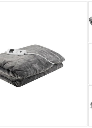 Couverture chauffante, couverture chauffante électrique avec 6 niveaux de puissance, arrêt automatique et protection contre la surchauffe, lavable, gris, 180 x 130 cm