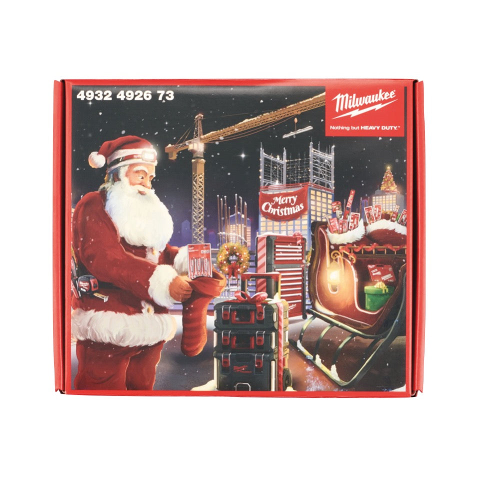 Calendrier de l'Avent Milwaukee Calendrier de Noël (4932492673) couteau pliant / jeu d'embouts / tournevis / tasse thermique / clé hexagonale