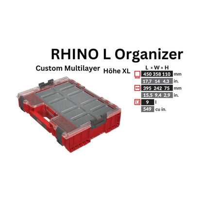 Toolbrothers RHINO L Organiseur ULTRA Hauteur XL Personnalisé Multicouche 452 x 358 x 110 mm 9 l empilable IP54