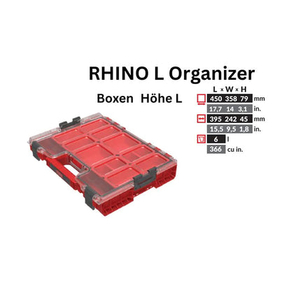 Toolbrothers RHINO L Organiseur ULTRA hauteur L boîtes 452 x 358 x 79 mm 6 l empilable IP54 avec 8 bacs