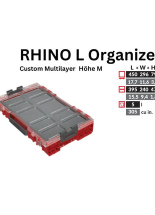 Toolbrothers RHINO L Organiseur ULTRA Hauteur M Personnalisé Multicouche 452 x 296 x 79 mm 5 l empilable IP54