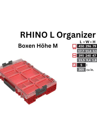 Toolbrothers RHINO L Organiseur ULTRA hauteur M boîtes 452 x 296 x 79 mm 5 l empilable IP54