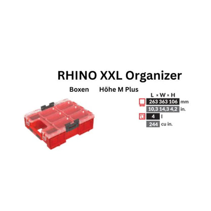 Toolbrothers RHINO XXL Organiseur ULTRA hauteur M Plus boîtes 364 x 264 x 106 mm 4 l empilable IP66