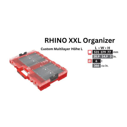 Toolbrothers RHINO XXL Organisateur ULTRA Hauteur L Personnalisé Multicouche empilable 531 x 379 x 77 mm 6 l IP66 avec insert en mousse