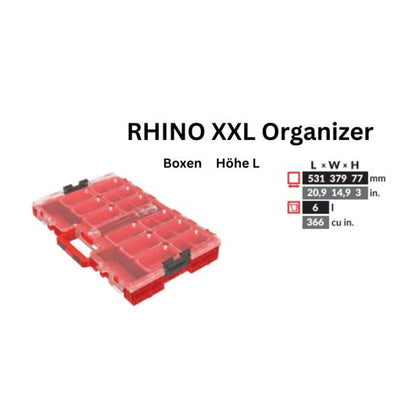 Toolbrothers RHINO XXL organiseur ULTRA hauteur L boîtes empilables 531 x 379 x 77 mm 6 l IP66 avec 10 bacs