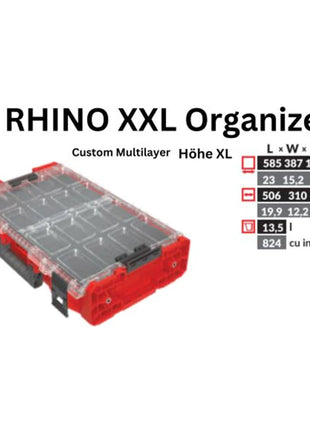 Toolbrothers RHINO XXL Organisateur ULTRA Hauteur XL Personnalisé Multicouche 582 x 387 x 131 mm 13,5 l empilable IP66