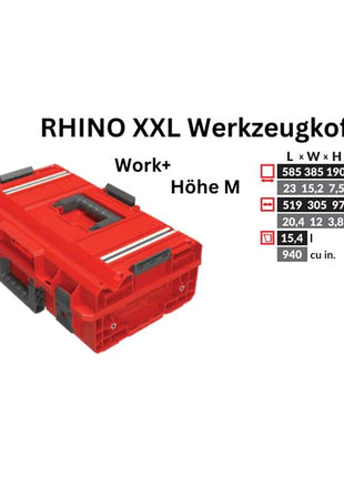 Mallette à outils Toolbrothers RHINO XXL ULTRA Work+ hauteur M Organisateur modulaire sur mesure 585 x 385 x 190 mm 15,4 l empilable IP66