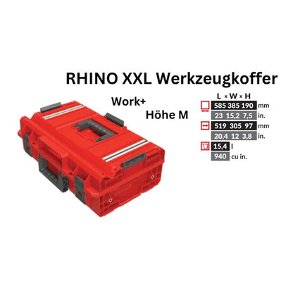 Mallette à outils Toolbrothers RHINO XXL ULTRA Work+ hauteur M Organisateur modulaire sur mesure 585 x 385 x 190 mm 15,4 l empilable IP66