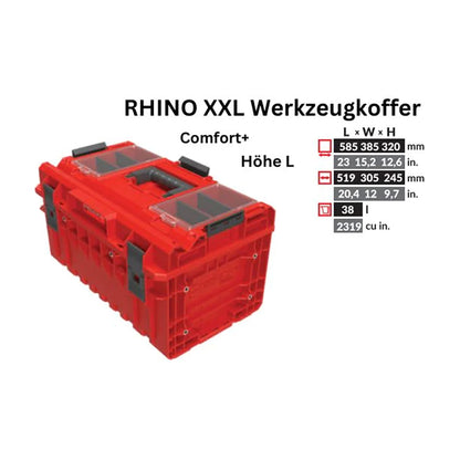 Mallette à outils Toolbrothers RHINO XXL ULTRA Confort+ hauteur L Organisateur modulaire sur mesure 585 x 385 x 320 mm 38 l empilable IP66