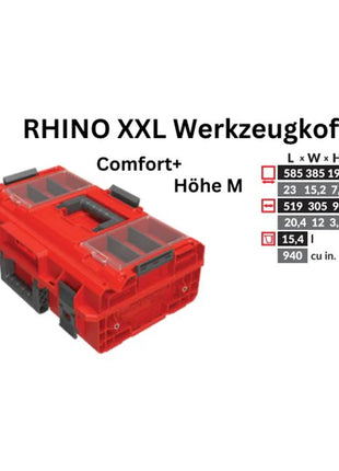 Mallette à outils Toolbrothers RHINO XXL ULTRA Confort+ hauteur M Organisateur modulaire sur mesure 585 x 385 x 190 mm 15,4 l empilable IP66