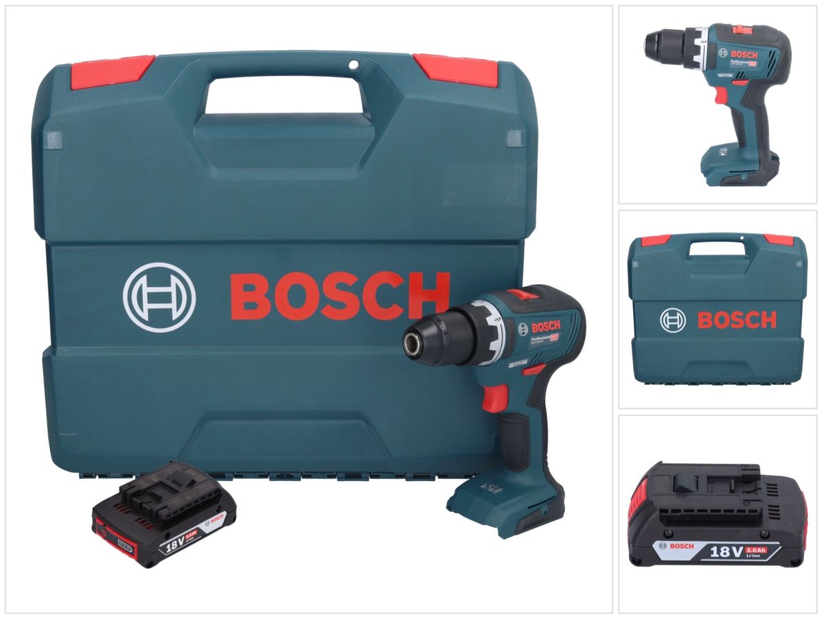 Bosch GSR 18V-55 Professional Perceuse-visseuse sans fil 18 V 55 Nm sans balais + 1x batterie 2,0 Ah + L-Case - sans chargeur