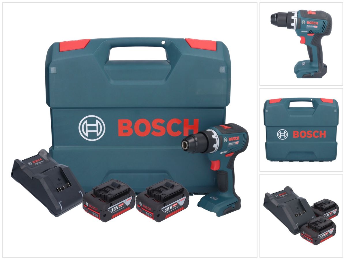 Bosch GSR 18V-55 Professional Akku Bohrschrauber 18 V 55 Nm Brushless + 2x Akku 4,0 Ah + Ladegerät + L-Case