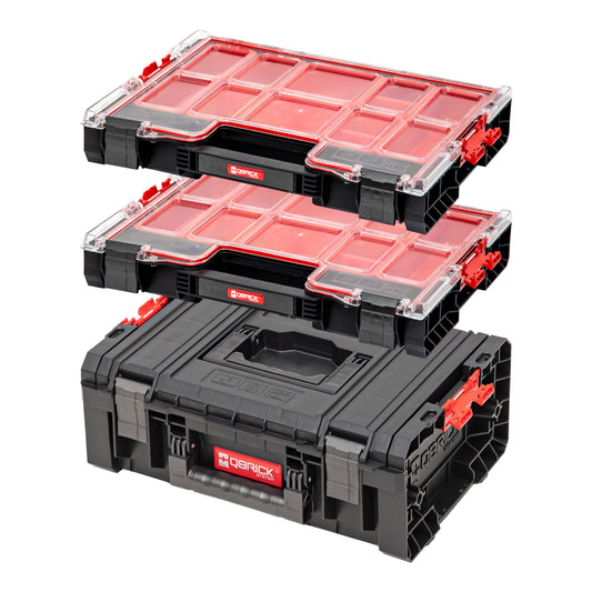 Qbrick System Werkzeugkasten Set PRO Technician Case 2.0 450 x 332 x 171 mm 12 l IP54 + 2x PRO 200 Organizer 452 x 358 x 79 mm 6 l IP54