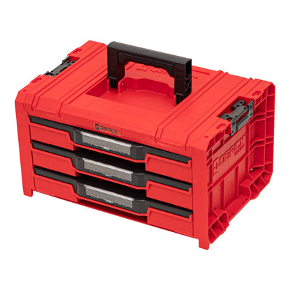 Qbrick System PRO RED ULTRA HD Werkzeugwagen 3 in 1 Set Drawer 3 Toolbox 2.0 Expert + PRO Technik Case 2.0 + PRO Cart 2.0