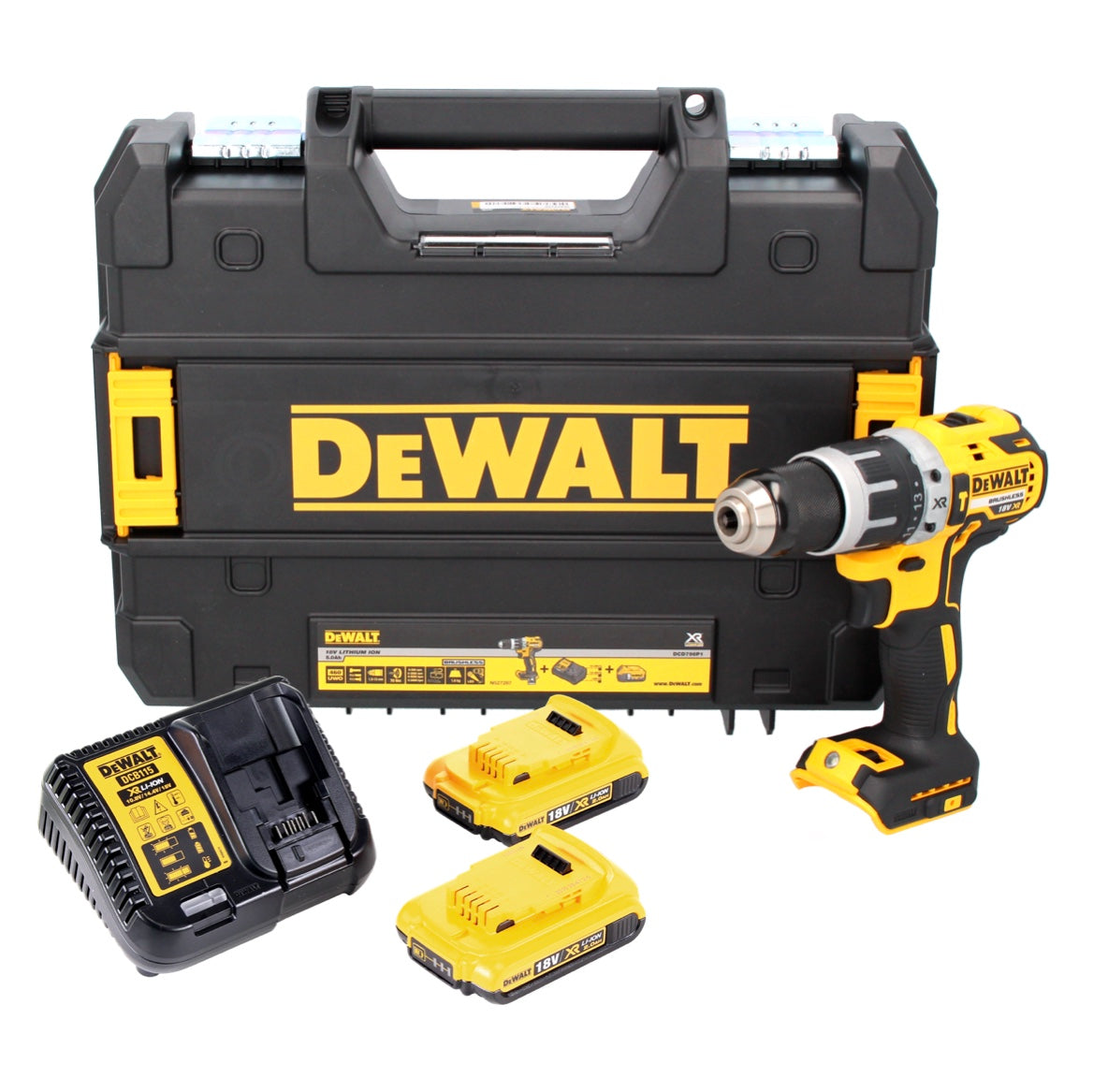 Perceuse à percussion sans fil DeWalt DCD 796 D2T 18 V 70 Nm sans balais + 2 batteries 2,0 Ah + chargeur + TSTAK