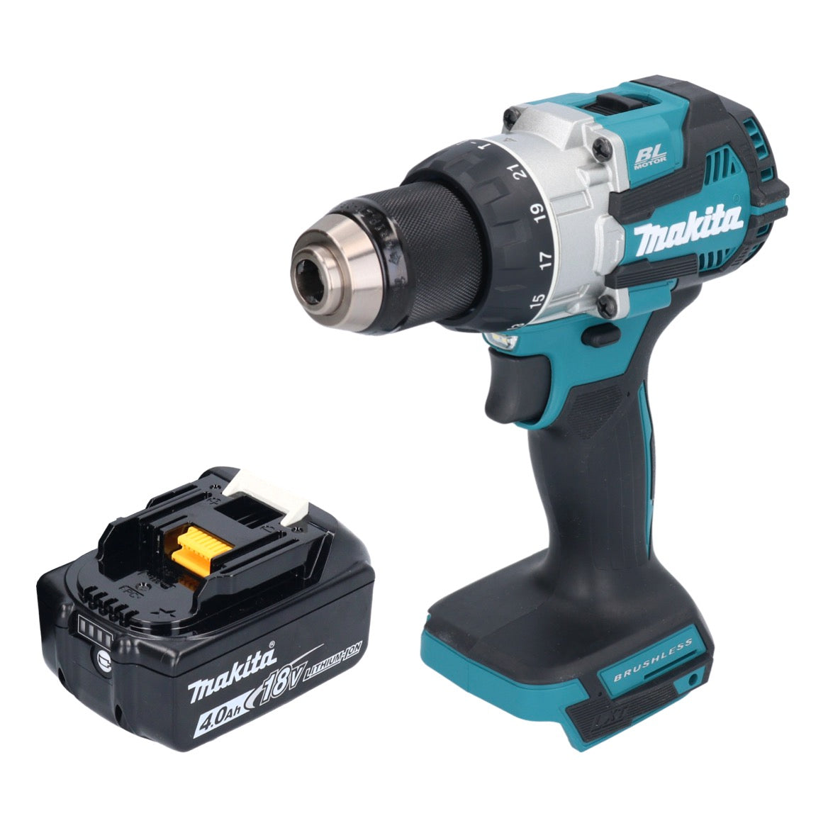 Makita DHP 489 M1 Akku Schlagbohrschrauber 18 V 73 Nm Brushless + 1x Akku 4,0 Ah - ohne Ladegerät