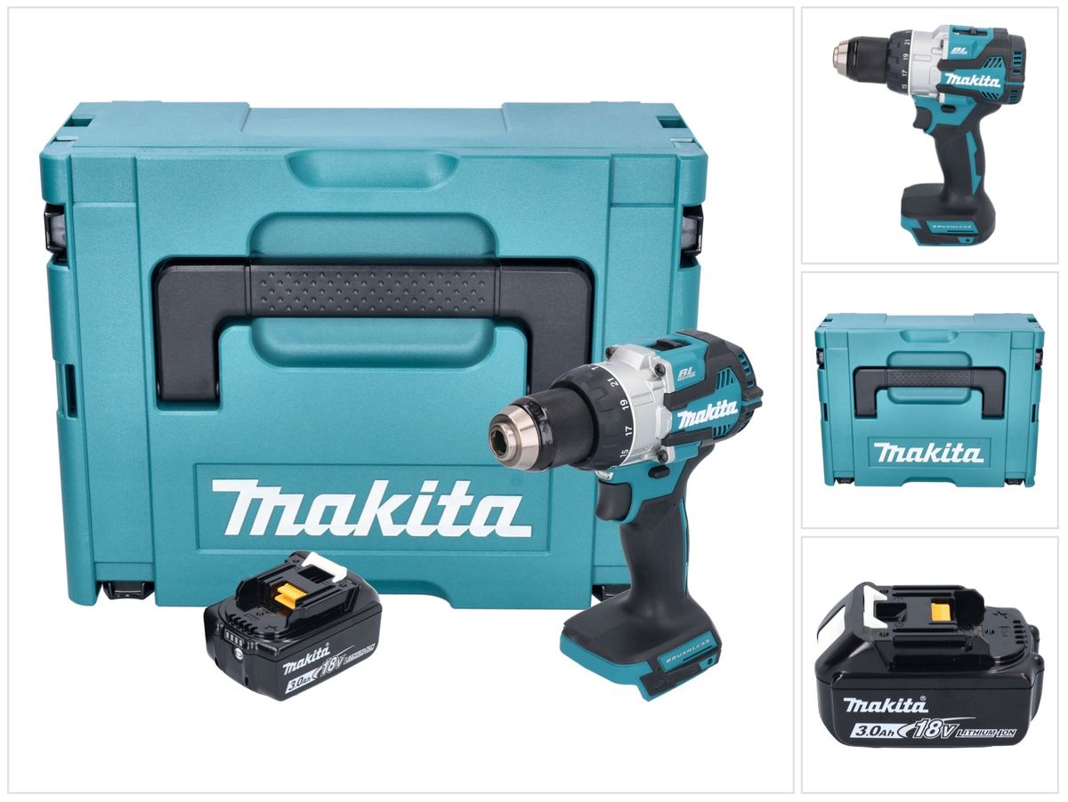 Makita DHP 489 F1J perceuse à percussion sans fil 18 V 73 Nm sans balai + 1x batterie 3,0 Ah + Makpac - sans chargeur