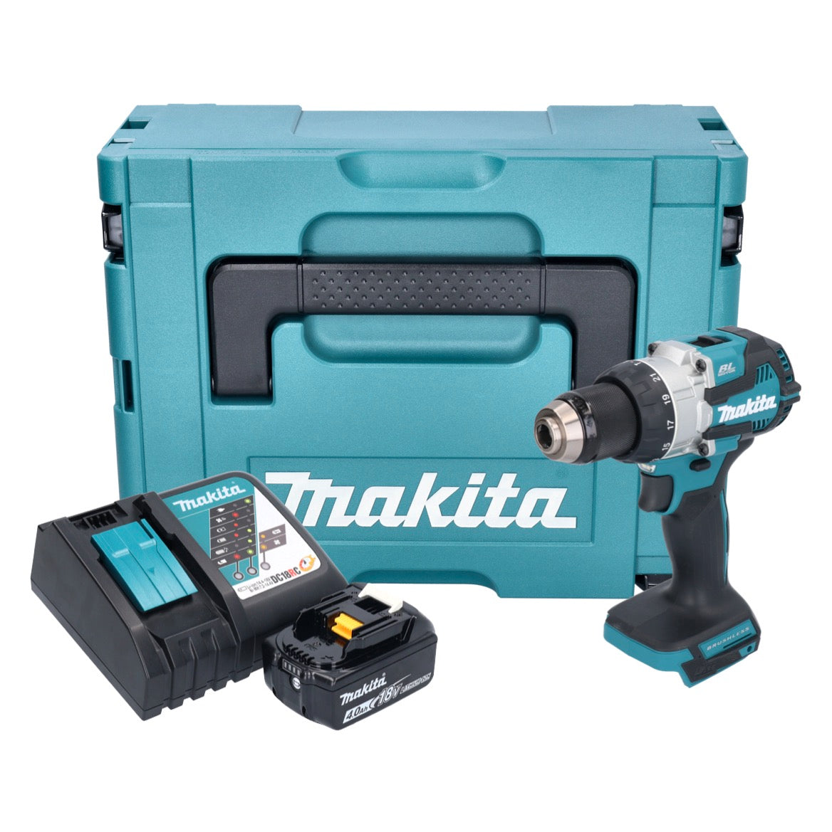 Makita DHP 489 RM1J perceuse à percussion sans fil 18 V 73 Nm sans balai + 1x batterie 4,0 Ah + chargeur + Makpac