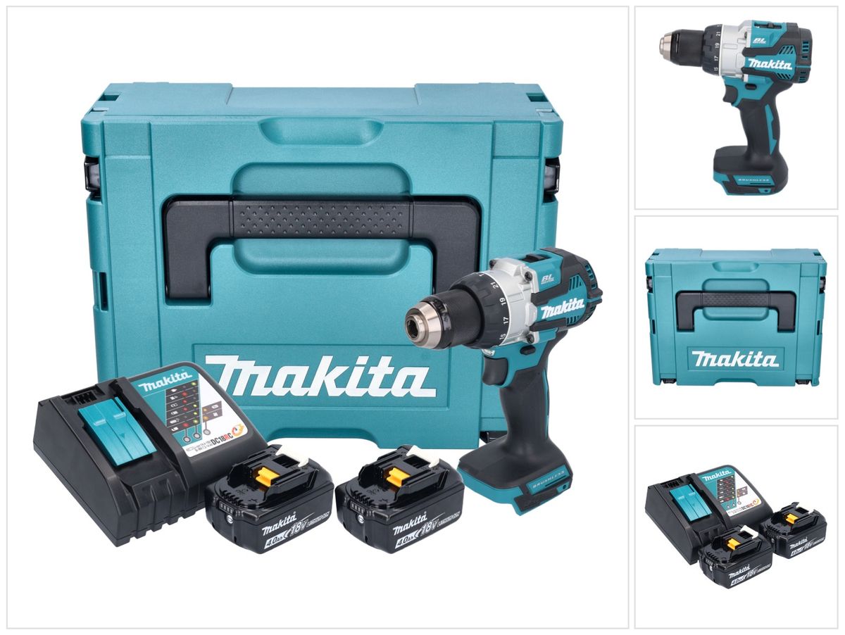 Makita DHP 489 RMJ perceuse à percussion sans fil 18 V 73 Nm sans balai + 2x batteries 4,0 Ah + chargeur + Makpac