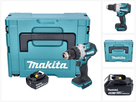 Makita DHP 489 T1J perceuse à percussion sans fil 18 V 73 Nm sans balai + 1x batterie 5,0 Ah + Makpac - sans chargeur