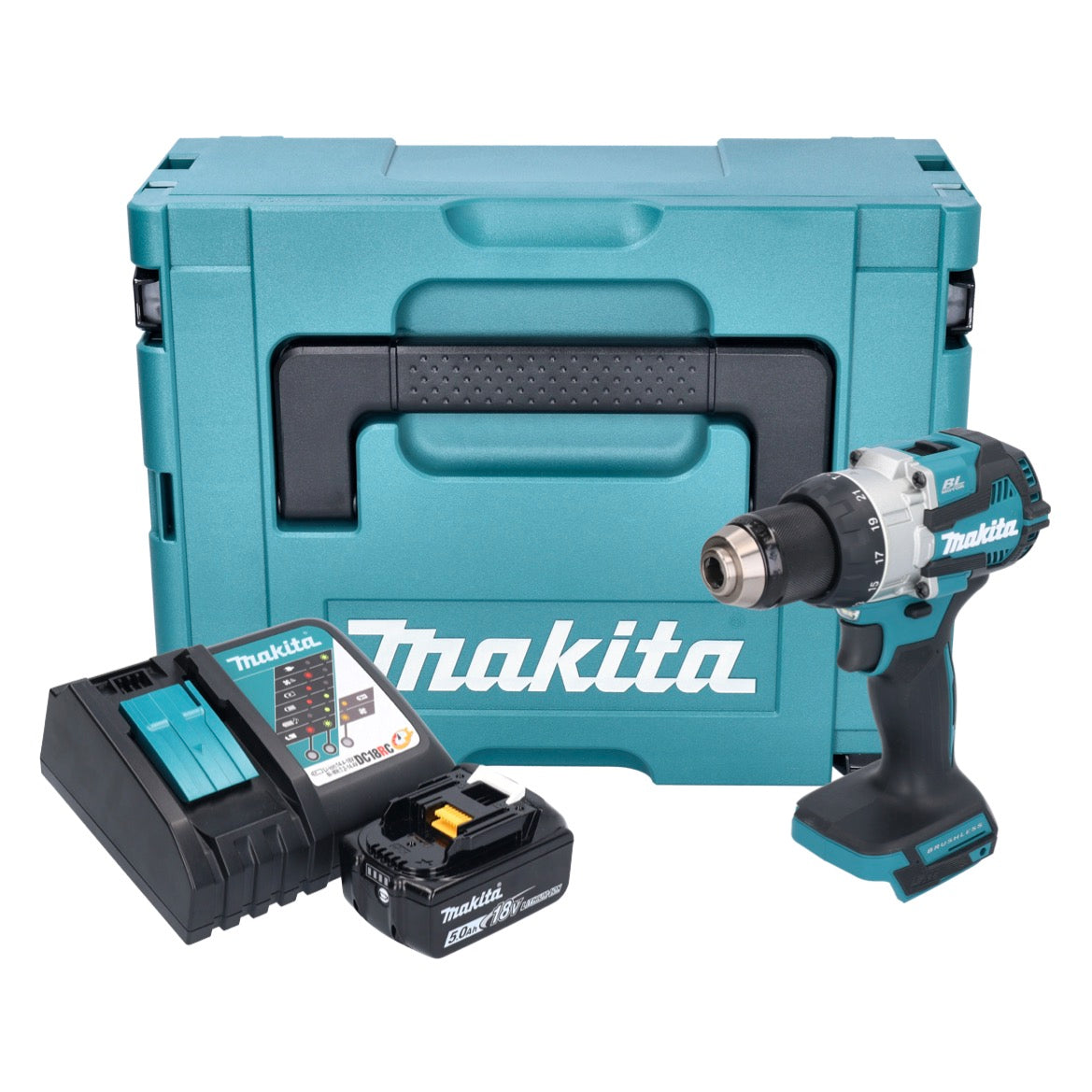 Makita DHP 489 RT1J perceuse à percussion sans fil 18 V 73 Nm sans balai + 1x batterie 5,0 Ah + chargeur + Makpac