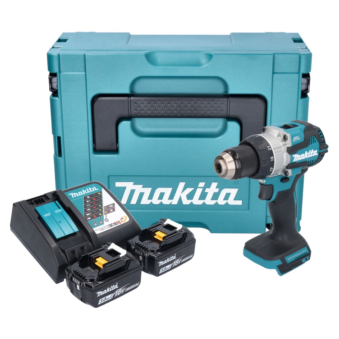 Makita DDF 489 RFJ perceuse-visseuse sans fil 18 V 73 Nm sans balais + 2x batteries 3,0 Ah + chargeur + Makpac